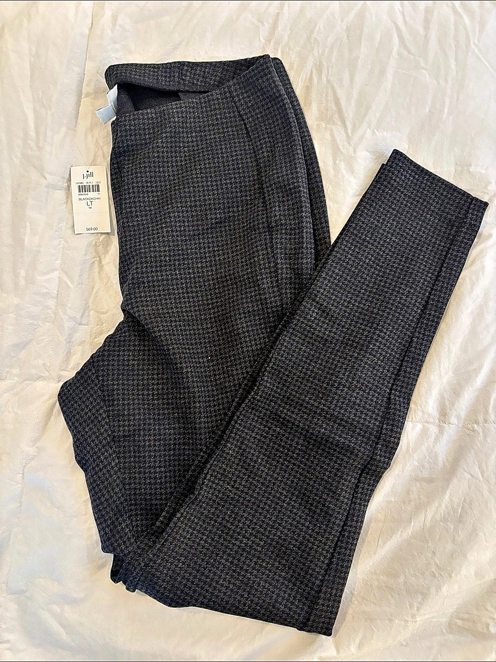 J. Jill Blackwatch Houndstooth Trousers in Black & Gray Size Large Tall NWT